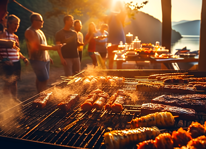 BBQ-Party auf einem Campingplatz